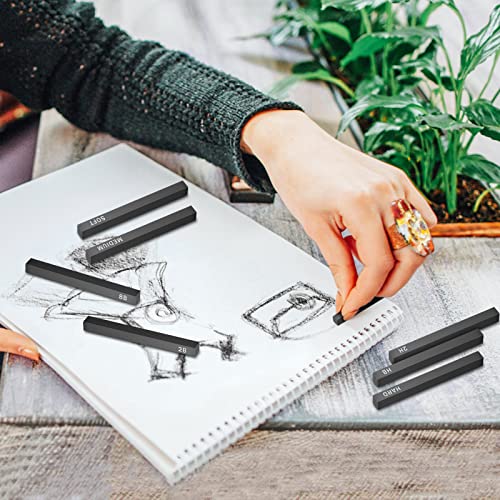 12 Pcs Square Compressed Charcoal Sticks Compressed Graphite Material Sticks Graphite Pencils Charcoal Pencils Set for Drawing Crafts, Shading, Sketching, Beginners, Drawing Class Kids and Artists