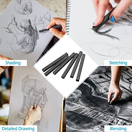 12 Pcs Square Compressed Charcoal Sticks Compressed Graphite Material Sticks Graphite Pencils Charcoal Pencils Set for Drawing Crafts, Shading, Sketching, Beginners, Drawing Class Kids and Artists