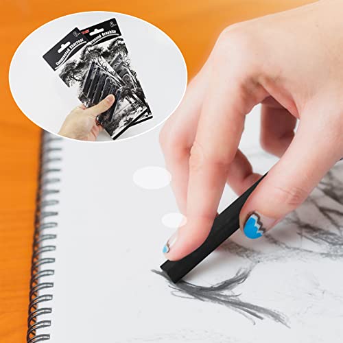 12 Pieces Graphite Material Sticks Square Compressed Charcoal Sticks Drawing Pencils Set for DIY Drawing Crafts, Sketching, Shading, Beginners and Artists