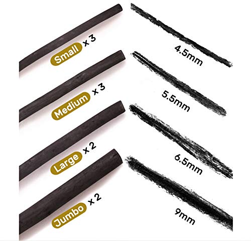 10pc Willow Vine Charcoal Sticks,Compressed Charcoal Sticks,Drawing Art Set, 4 Sizes Charcoal Drawing Art Set for Sketching, Drawing, Shading