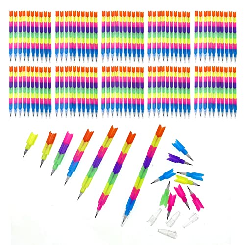 JZK 50 x Multicolor novelty stacked graphite pencil for kids, pre-sharpening pencils, children party favours party bag filler, birthday gift for boys girls