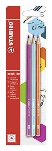 Graphite Pencil - STABILO pencil 160 - Pack of 3 - pink, blue, orange - HB