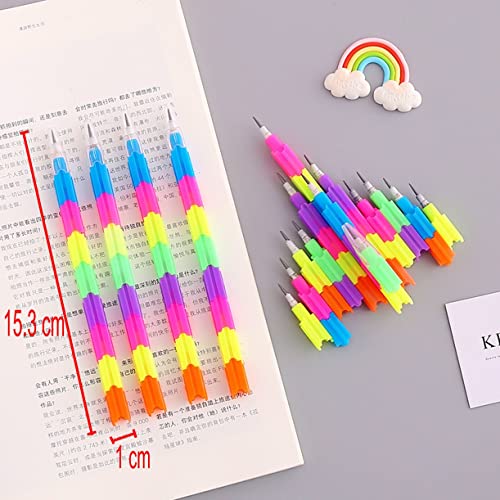 JZK 50 x Multicolor novelty stacked graphite pencil for kids, pre-sharpening pencils, children party favours party bag filler, birthday gift for boys girls