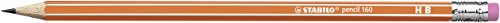 Hexagonal Graphite Pencil with Eraser - STABILO pencil 160 - Pack of 3 - Petrol, Orange, Yellow - HB