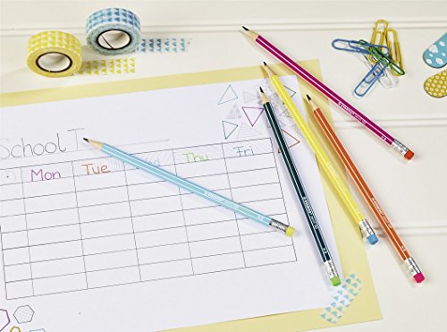 Hexagonal Graphite Pencil with Eraser - STABILO pencil 160 - Pack of 3 - Petrol, Orange, Yellow - HB