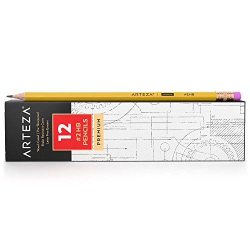 ARTEZA 2 HB Wood Cased Graphite Pencils with Rubbers, Bulk Pack of 72, Pre-Sharpened with Latex Free Rubbers, for School, Office, Writing, Drawing and Sketching