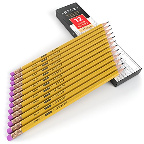 ARTEZA 2 HB Wood Cased Graphite Pencils with Rubbers, Bulk Pack of 72, Pre-Sharpened with Latex Free Rubbers, for School, Office, Writing, Drawing and Sketching