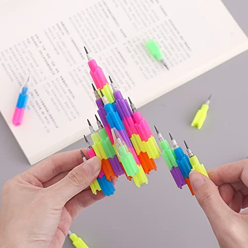 JZK 50 x Multicolor novelty stacked graphite pencil for kids, pre-sharpening pencils, children party favours party bag filler, birthday gift for boys girls