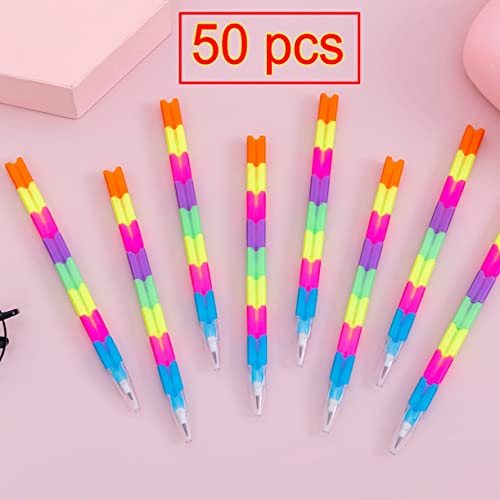 JZK 50 x Multicolor novelty stacked graphite pencil for kids, pre-sharpening pencils, children party favours party bag filler, birthday gift for boys girls