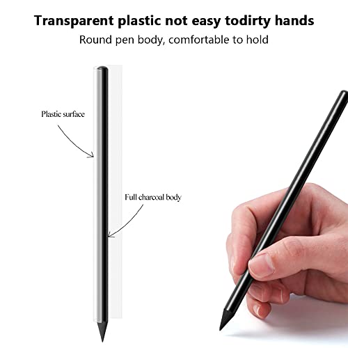 MiSevteen 6pcs Charcoal Pencils for Drawing and 3pcs Eraser Pen Charcoal Pencils Sketching Set Woodless Graphite Pencils Professional Sketch Pencils for Drawing Beginners Artists Children