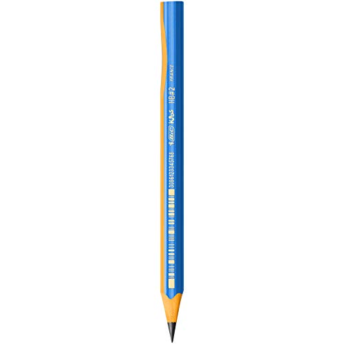 BIC Kids Jumbo Triangular Learner Pencils with Blue Barrels, Extra Large HB Graphite Pencils, Pack of 12