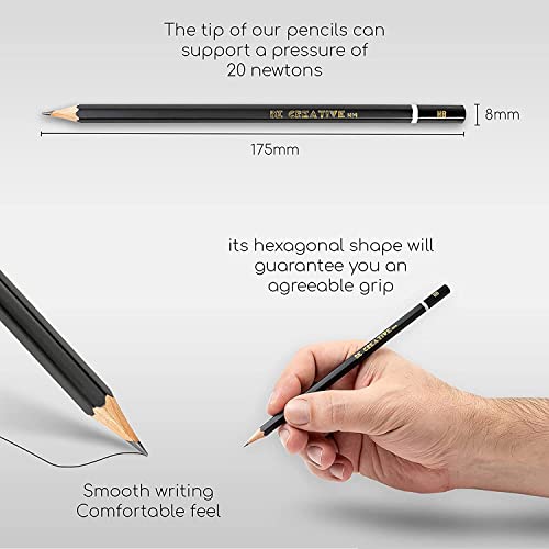 BE CREATIVE HM Sketching and Drawing Pencils Sketch Pencil set (20 Graded graphite Pencils), with putty rubber, Eraser, Sharpener & metal case. Artist Pencil for Kids & Adults. (9B to 9H)