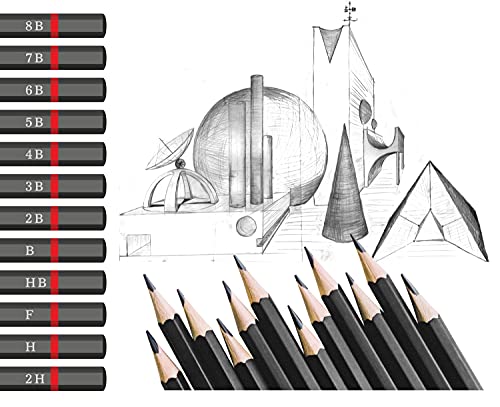 Liquidraw Drawing Pencils Set of 12, Graded Pencils For Artists, Sketching, Art, Sketch (8B-2H) Graphite Hard & Soft Pencil Set