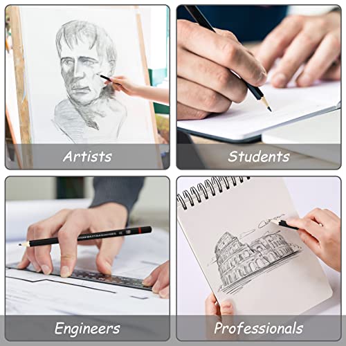 12 Pcs Drawing Pencils 8B, 7B, 6B, 5B, 4B, 3B, 2B, B, HB, F, H, 2H, Sketching Pencils with Graphite Lead