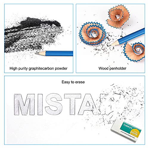 ROCOD Profession sketch pencils 6B to 4H for kids and aldult drawing,Art graphite pencil for artists beginner sketching.