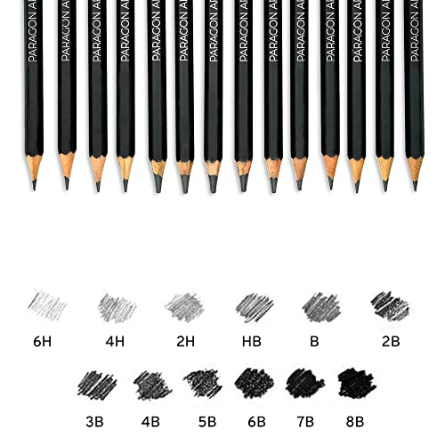 PARAGON ART 14 Sketching Pencils, Drawing Pencils For Artists (12B-6H) For Drawing & Shading. Sketching Pencil Set For Professionals, Kids, & Adults. Art Pencils With Graphite Lead For Sketching