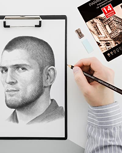 PARAGON ART 14 Sketching Pencils, Drawing Pencils For Artists (12B-6H) For Drawing & Shading. Sketching Pencil Set For Professionals, Kids, & Adults. Art Pencils With Graphite Lead For Sketching