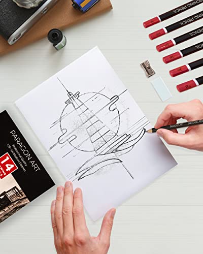 PARAGON ART 14 Sketching Pencils, Drawing Pencils For Artists (12B-6H) For Drawing & Shading. Sketching Pencil Set For Professionals, Kids, & Adults. Art Pencils With Graphite Lead For Sketching