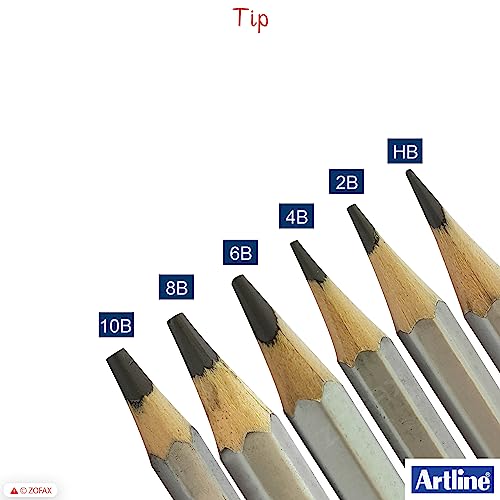 6 Artline Graded Pencils Artists Soft Graphite Drawing Sketching Pencils (HB-10B)