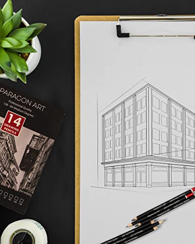 PARAGON ART 14 Sketching Pencils, Drawing Pencils For Artists (12B-6H) For Drawing & Shading. Sketching Pencil Set For Professionals, Kids, & Adults. Art Pencils With Graphite Lead For Sketching