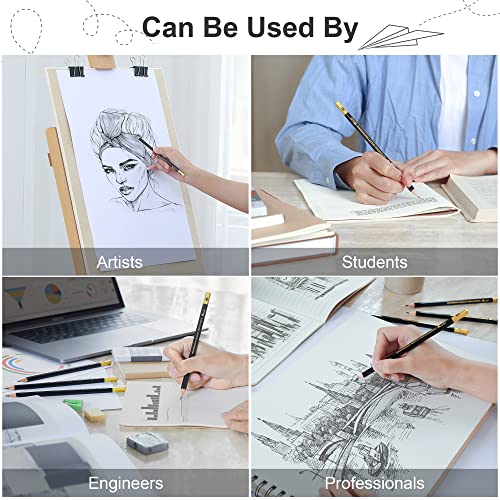 Sketching Pencils Set of 8 | B, 2B, 4B, 6B, 8B, HB, 2H, 4H | Drawing Pencils with Graphite Lead & Soft Basswood are Ideal for Sketching, Shading & Doodling | For Beginners & Professionals