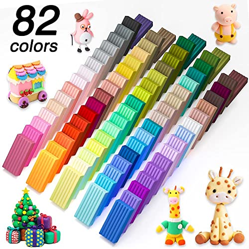 Polymer Clay, Shuttle Art 82 Colors Oven Bake Modeling Clay, Creative Clay Kit with 19 Clay Tools and 16 Kinds of Accessories, Non-Toxic, Non-Sticky, Ideal DIY Art Craft Clay Gift for Kids Adults