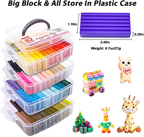 Polymer Clay, Shuttle Art 82 Colors Oven Bake Modeling Clay, Creative Clay Kit with 19 Clay Tools and 16 Kinds of Accessories, Non-Toxic, Non-Sticky, Ideal DIY Art Craft Clay Gift for Kids Adults