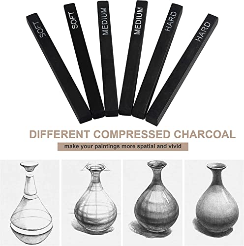 Compressed Charcoal Sketching Sticks – 6-Piece Boxed Set