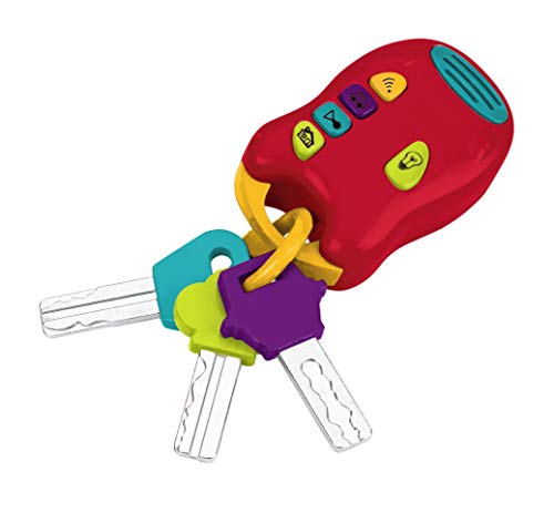 Battat Toy Keys – 3 Keys & Remote with 4 Fun Sounds – Mini Flashlight – Toy Car Keys with Fob for Baby, Toddler – Light & Sound Keys – 10 Months +