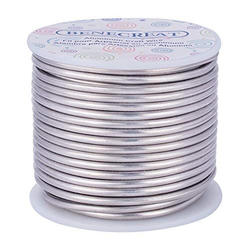 BENECREAT 9 Gauge/3mm Tarnish Resistant Jewelry Craft Wire 17m Bendable Aluminum Sculpting Metal Wire for Jewelry Crafting, Sculpture, Floral Making, Modelling, Wire Weaving