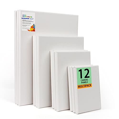 HOTOOLME 12 Pack Canvas for Painting Blank Canvases for Art Board Frame Panels Cotton Canvases for Acrylic Painting Oil Painting