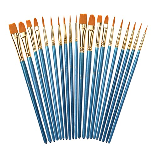 OTAIVE 20pcs Paint Brushes Art,Paint Brushes Set for Children Watercolor,Acrylic Gouache and Oil Painting,Face Painting DIY Art Crafts(Blue)