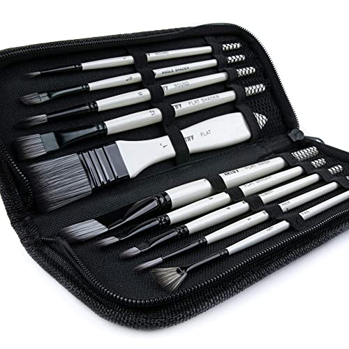 ARTIFY 10 Pcs Paint Brush Set Includes a Carrying Case, Synthetic Hair Brushes for Oil, Watercolor and Gouache Painting, for Kids and Adults, Beginner and Professional
