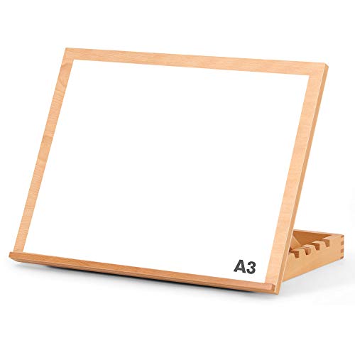 Create Boyne A3 Desktop Table Easel and Craft Workstation, Adjustable Made from Solid Beech Wood for Drawing, Painting, Sketching or Display
