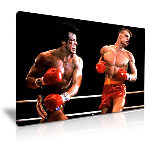 Rocky Balboa vs Ivan Drago Picture Print Stretched Canvas Wall Art 76x50cm Colour