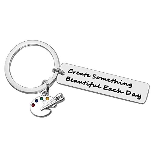 Huwujiu Artist Keyring Gifts Painter Gifts Create Something Beautiful Each Day Keyring Art Student Gift Art Teacher Gift Christmas Birthday Gift Artist Gifts for Women Men Girls Boys