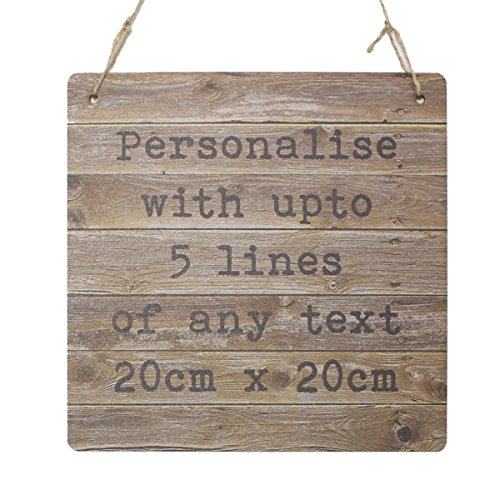 Rustic Wood Effect Personalised Sign Hanging Plaque Wedding Signage Vintage 5th Anniversary Bespoke Gift Custom Couples Present - Indoor Outdoor Waterproof Delivery Signs (20cm Square MDF or Acrylic)