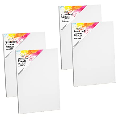 Artist Painting Canvas Board Art Plain Stretched Framed Small Large Blank Panel (Four 30cm x 50cm)