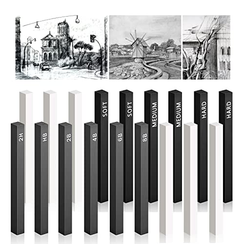 18Pcs Compressed Charcoal Square Strips Graphite Sketch Charcoal Sketch Charcoal Pencil Create Sketches Shadows Compressed Charcoal Sticks Charcoal Drawing Sticks Set Suitable for Artists Beginners
