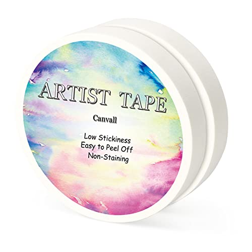 Canvall Masking Artists Tape 2 Pack, Acid-Free Self-Adhesive Tape for Drafting Art Watercolor Painting Canvas Framing Paint Mask，1cm Wide 100 m Long White