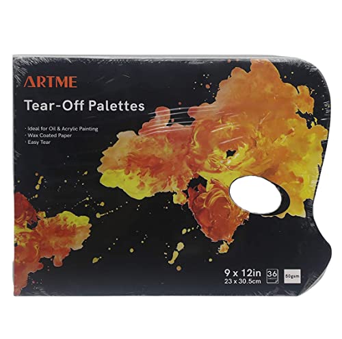 ARTME Tear Off Palette 36 Sheets/Paper Disposal Palette 23x30.5cm/ 50gsm Wax Coated Paper with a Thumb Hole/Simple to Use/Acrylics, Oil Paints & Watercolours