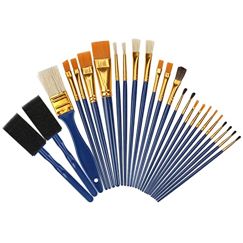Halobios 25 PCS Paint Brushes Set Acrylic Painting Brushes Professional Watercolor Oil Painting Brush for Kids and Adults
