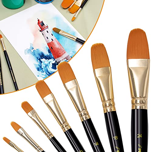 7 Pcs Paint Brushes, Miniature Paint Brush Set For Art. Flat Tip Paint Brushes for Oil, Acrylic Painting, Watercolour, Model, Drawing, Face Paint Brushes Perfect for Artist and Beginner