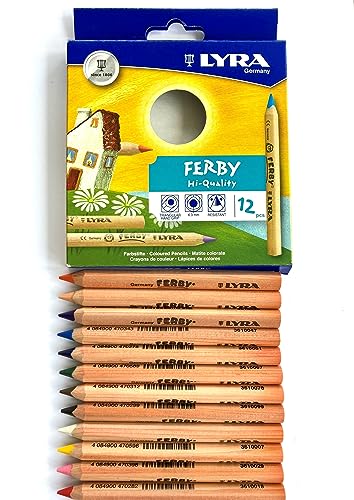 a2bsales Set Of 12 Lyra Ferby Chunky Coloured Pencils - Triangular 12cm - Pre School Art