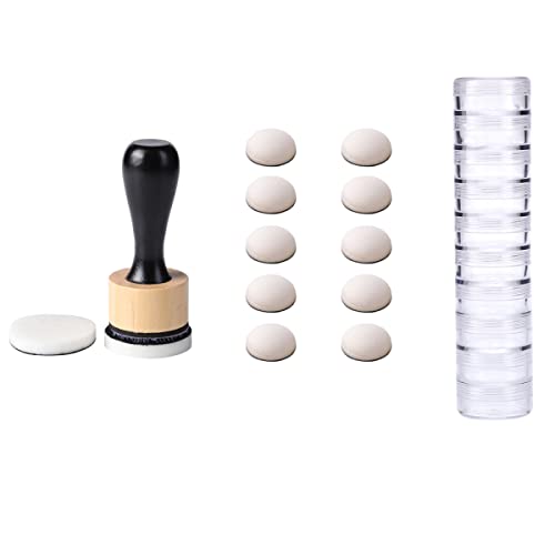 OTCRAFT 12PCS Mini Ink Blending Brushes Tools with Replacement Round Foams Refills Round Stackable Jars Storage Cases Set for Scrapbooking Painting Art Supplies Hand Tool Craft Cardmaking Drawing