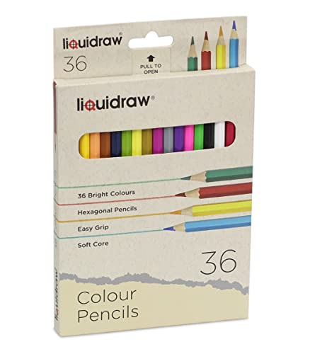 Liquidraw 36 Adult Colouring Pencils, Premium Art Coloured Drawing Pencils for Adults and Professionals