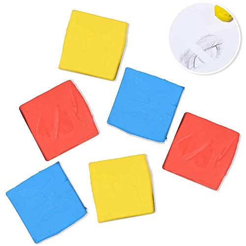 6 pcs Knead Erasers, Design Eraser, Drawing Art Erasers, Kneaded Rubber Erasers for Drawing, Charcoal, Pastels-Moldable Putty Rubber, No Smudge Eraser, Sketching Supplies for Artists(3 Colours)