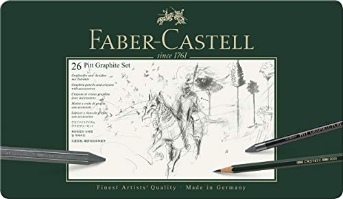 Faber-Castell PITT Graphite 26-Piece Large Tin Professional Quality Set in a Metal Case