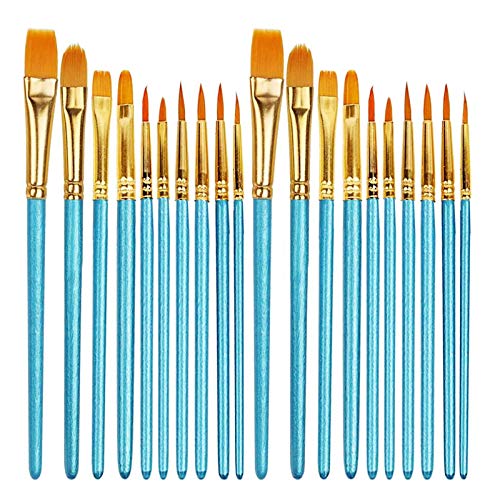 Paint Brushes, 20 Pcs Face Paint Brushes for Children Watercolor, Acrylic Gouache and Oil Painting Suitable for Decorations, Models, Figurines, Nail Art