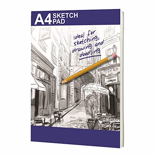 A4 Sketchbook Sketch Pad Sketching Book Artists Sketchpad Kids Children Drawing Coloring Art Doodle Notebook Acid Free Professional Quality Easy to Use Portrait Smooth Cartridge Paper Hardback (1Pc)